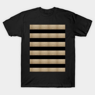 Preppy Minimalist Geometric Pattern Black Gold Stripes T-Shirt